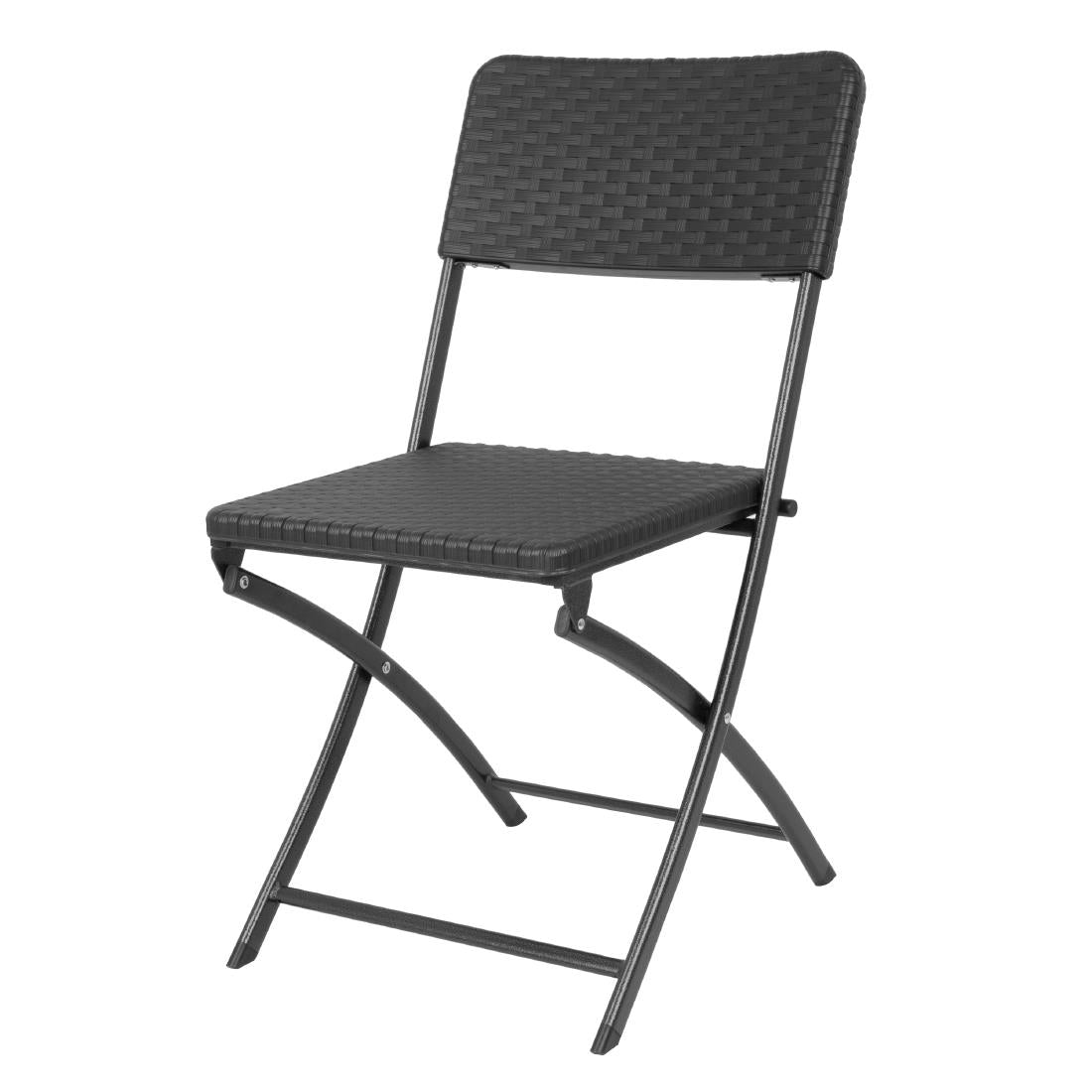 Bolero Rotan Opvouwbare Stoel Zwart (Set Van 2)
