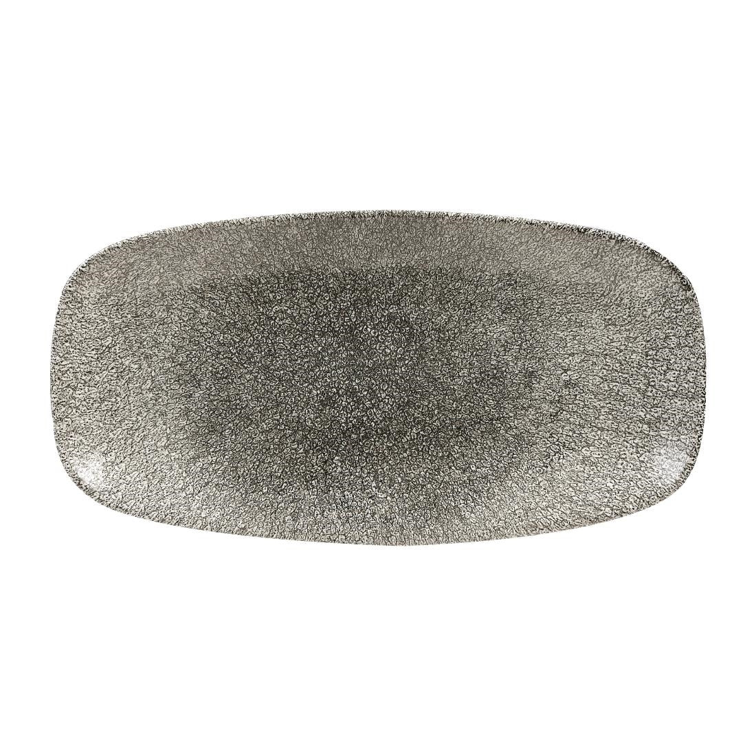 Churchill Raku Quartz Black Chefs Ovaal Bord 35.2 x 18.7cm (pak van 6)