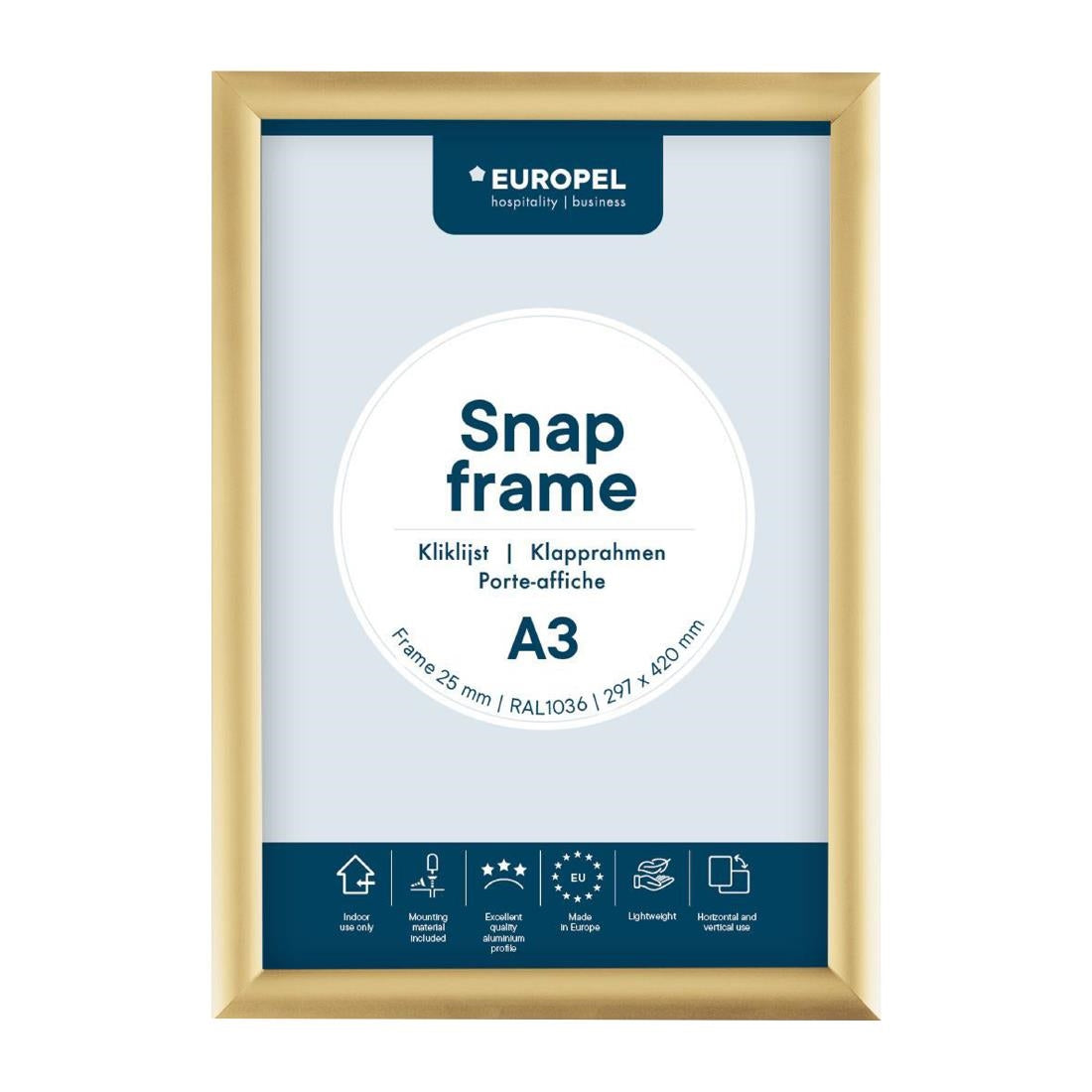 Europel Klemframe A3 25mm Goud