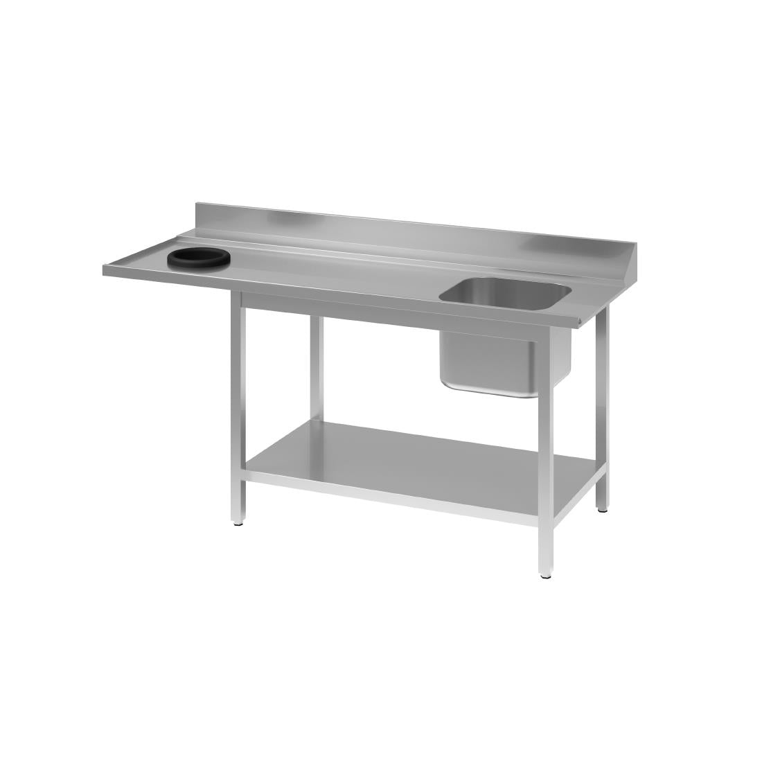 Gastro M RVS spoeltafel met afvalgat 1 spoelbak rechts 100x70cm