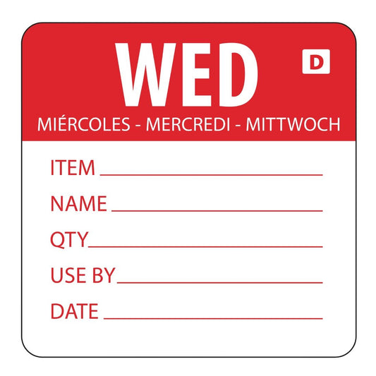 Hygiplas oplosbare kleurcode voedseletiketten woensdag (250 stuks)