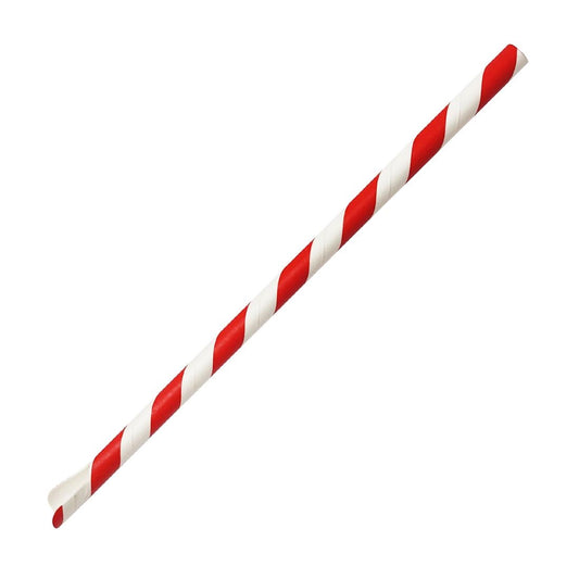 Fiesta Composteerbare Papieren Lepelrietje Rood & Wit Gestreept 210x8mm (Pak Van 250)