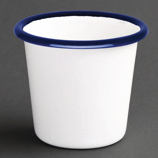 Olympia Emaille sauspotje wit en blauw 11,4cl (6 stuks)
