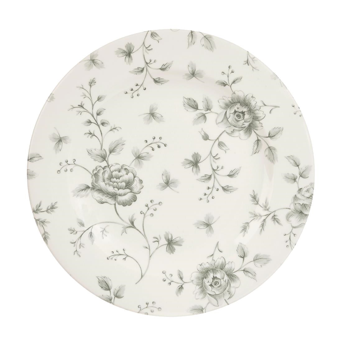 Churchill Rose Chintz Grey Bord 21cm (pak van 6)