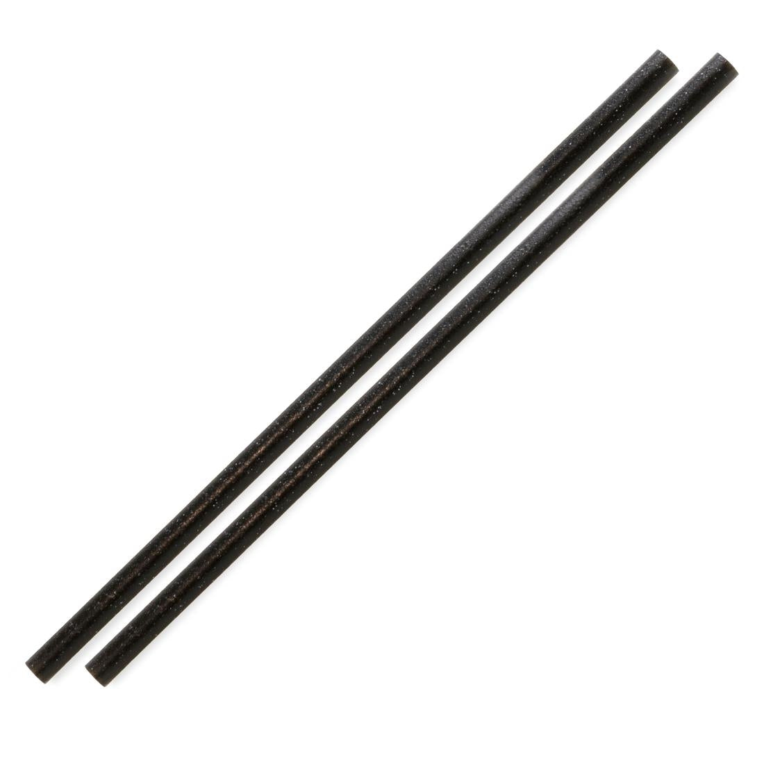 Sier Diposables Refork rechte rietjes zwart ø 8 mm / 24cm (doos 100)