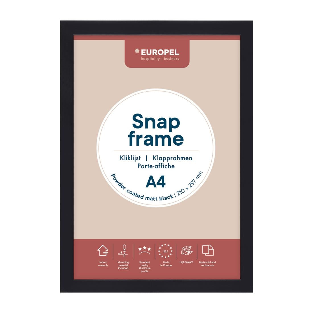 Europel Klapframe A4 25mm Mat Zwart