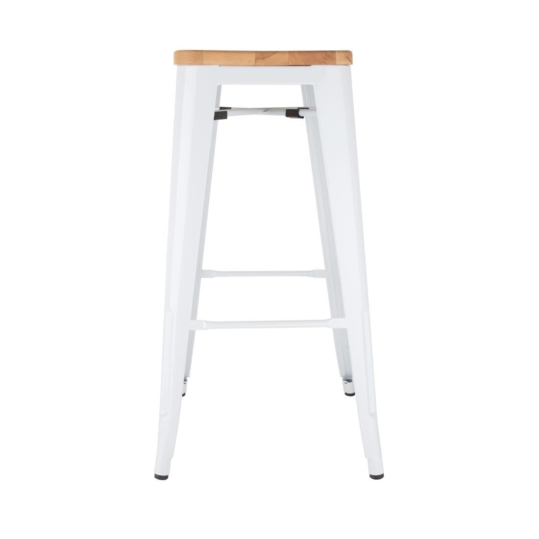 Bolero Bistro Hoge Krukken Met Houten Zitkussen Wit (4 Stuks)