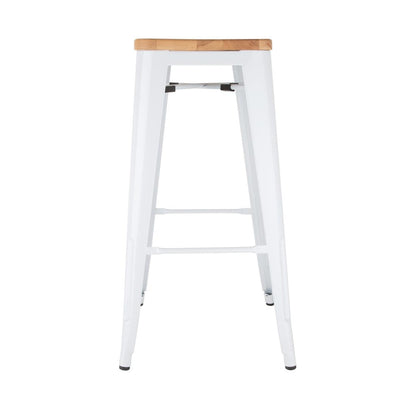 Bolero Bistro Hoge Krukken Met Houten Zitkussen Wit (4 Stuks)