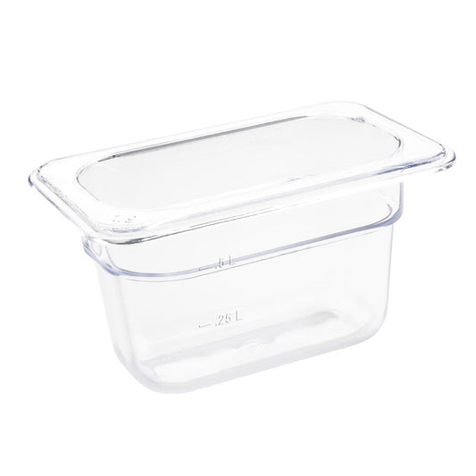 Vogue polycarbonaat 1/9 gastronorm container 100mm helder