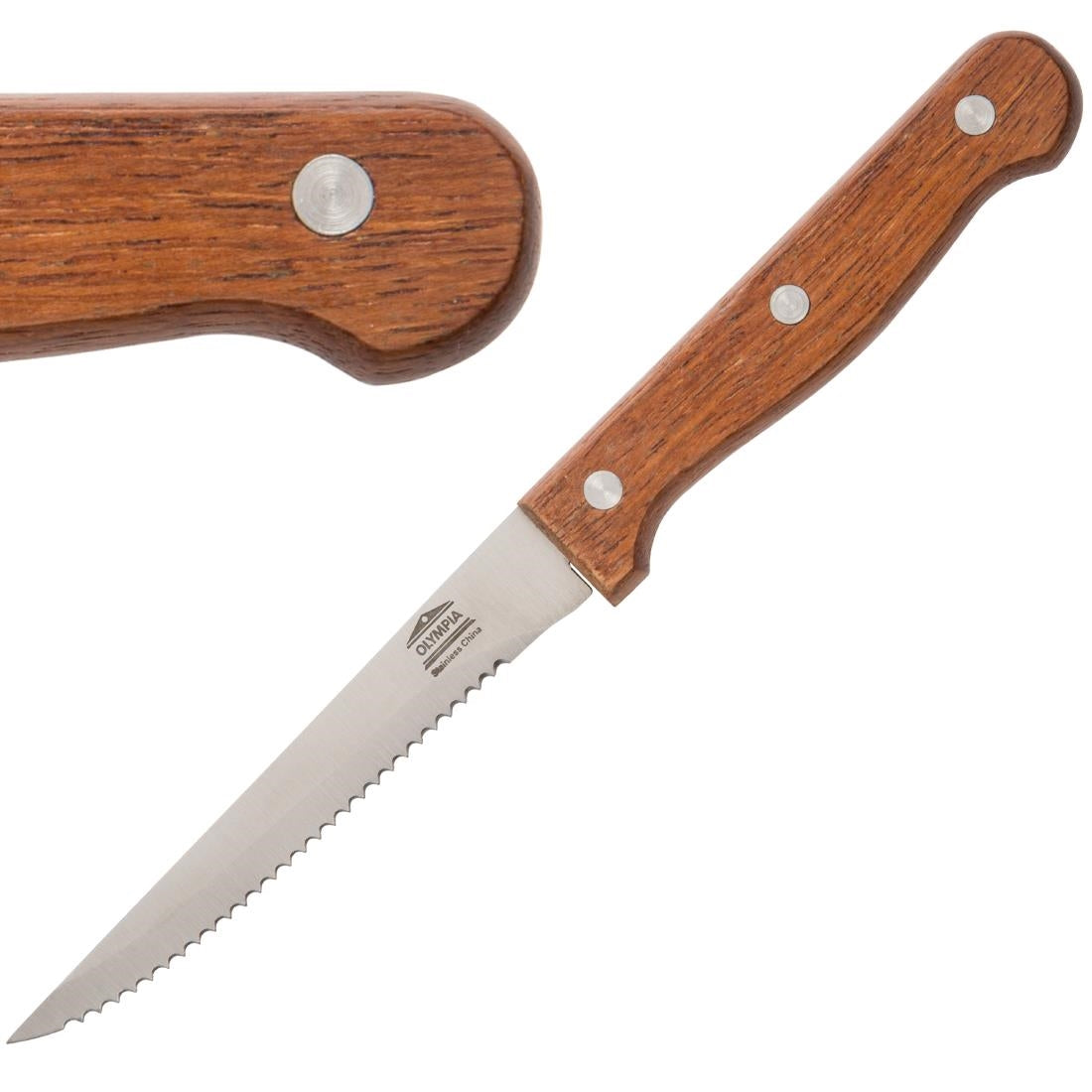 Olympia steakmes houten heft 21,5cm (12 stuks)