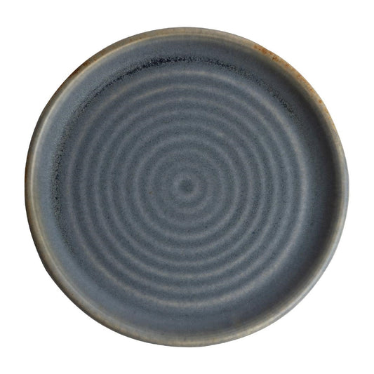 Olympia Canvas ronde borden met smalle rand blauw graniet 18cm (6 stuks)