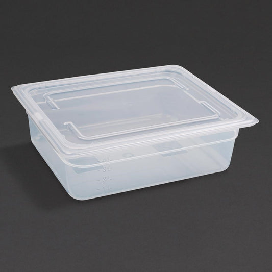 Vogue polypropyleen GN 1/2 bak met deksel 10cm (4 stuks)