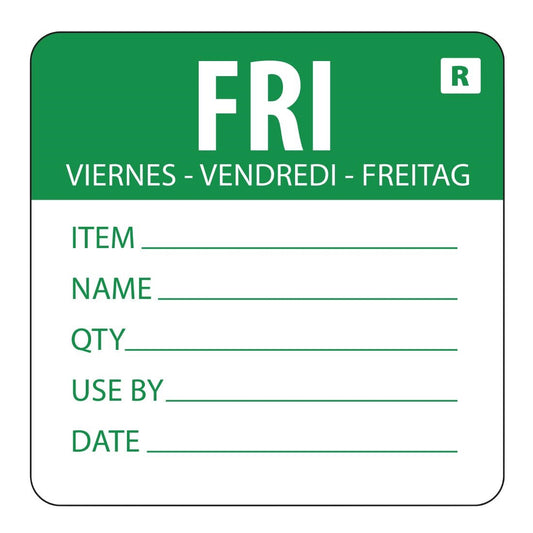 Hygiplas voedseletiketten kleurcode vrijdag (500 stuks)