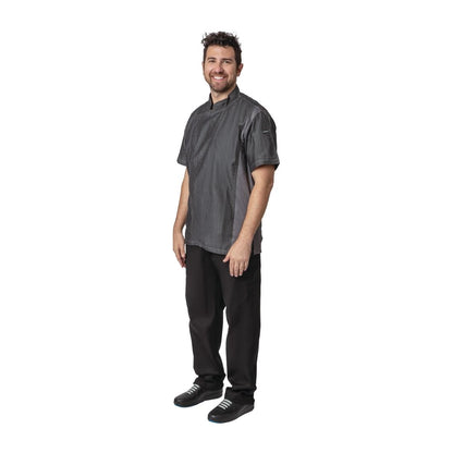 Chef Works Urban Delancey denim koksbuis korte mouw grijs S