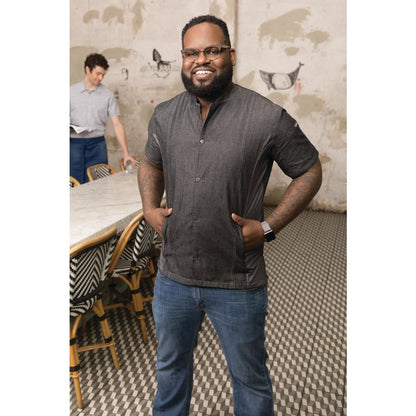 Chef Works Urban Tribeca denim koksbuis met drukknopen korte mouw grijs S
