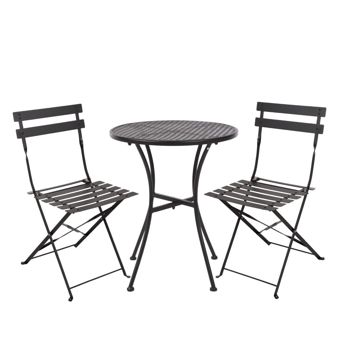 Bolero stalen tuinset zwart (tafel en twee stoelen)