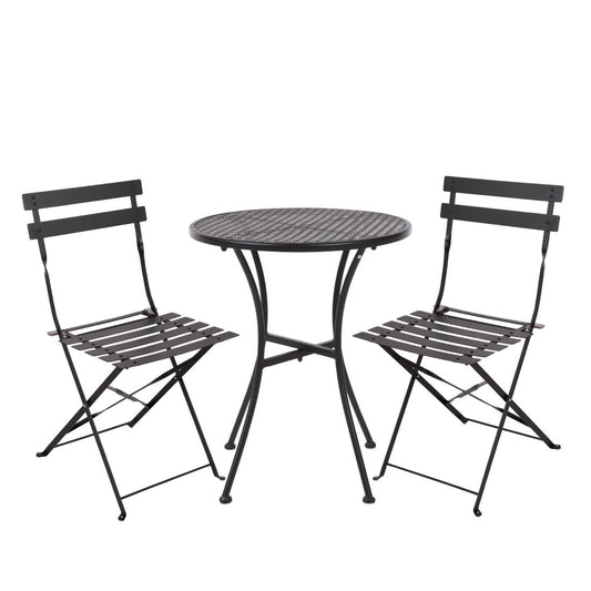 Bolero stalen tuinset zwart (tafel en twee stoelen)