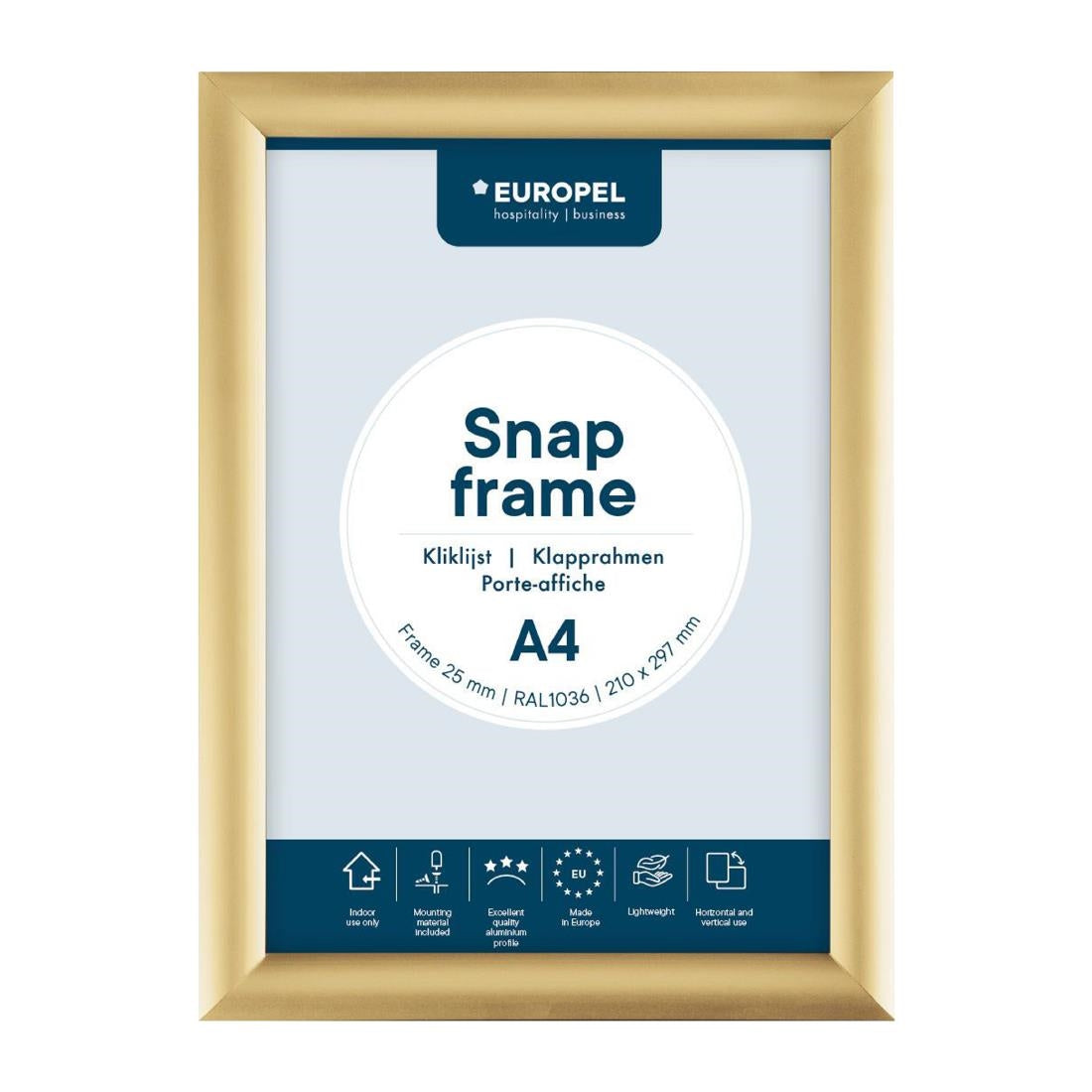 Europel Kliklijst A4 25mm Goud