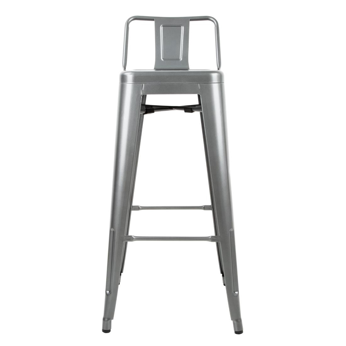 Bolero Bistro stalen barkruk met rugleuning grijs (4 stuks)
