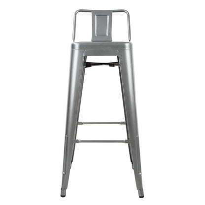 Bolero Bistro stalen barkruk met rugleuning grijs (4 stuks)