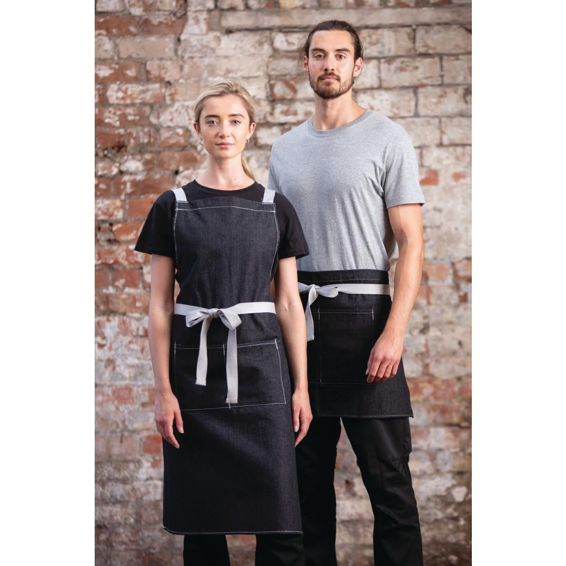 Southside bistroschort zwart denim 40x76cm