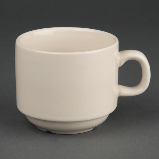 Olympia Ivory stapelbare koffiekopjes 206ml (12 stuks)