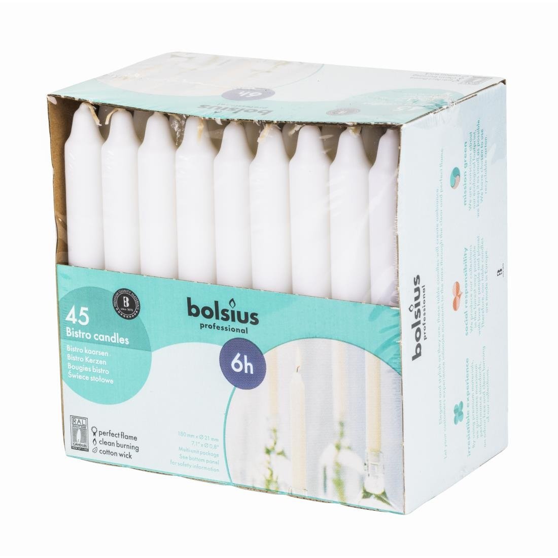 Bolsius dinerkaarsen wit (45 stuks)