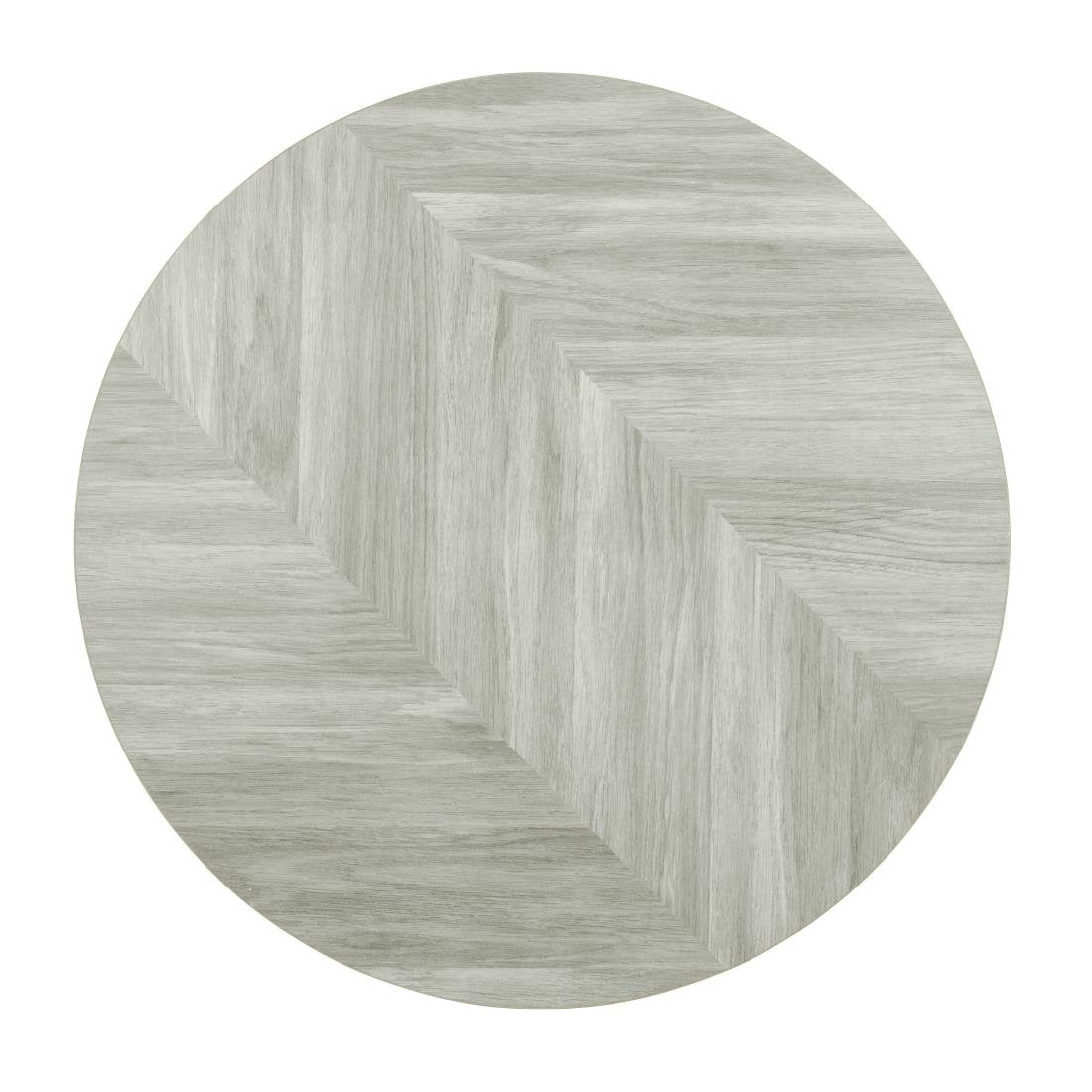 Bolero Voorgeboord Rond Tafelblad Chevron Design 600mm