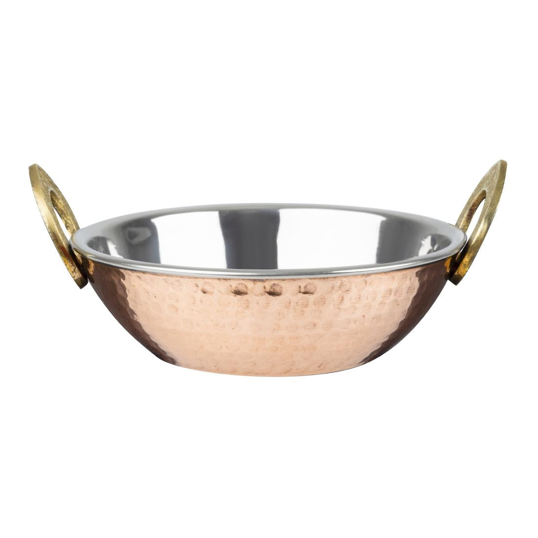 Olympia Koperen Kadai Schotel Roestvrij Staal Messing Handvatten 660ml
