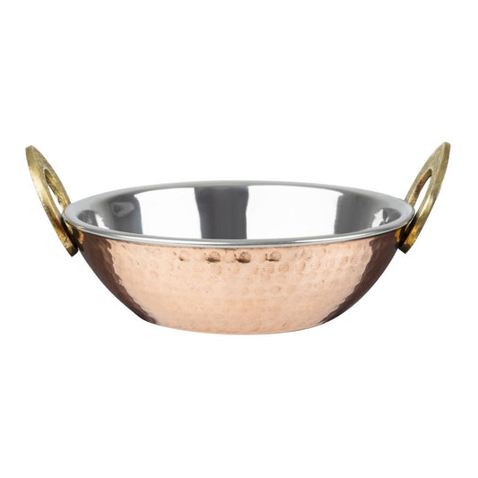 Olympia Koperen Kadai Schotel Roestvrij Staal Messing Handvatten 660ml