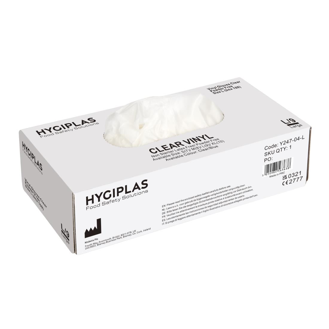 Hygiplas vinyl handschoenen transparant poedervrij L (100 stuks)