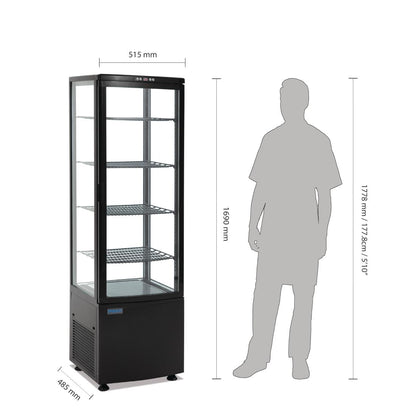 Polar C-serie koelvitrine met gebogen glasdeur 235L zwart