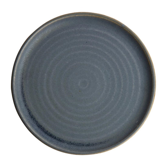 Olympia Canvas ronde borden met smalle rand blauw graniet 26,5cm (6 stuks)