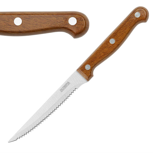 Olympia Steakmessen met PP Houtlook Handgrepen (12 stuks)