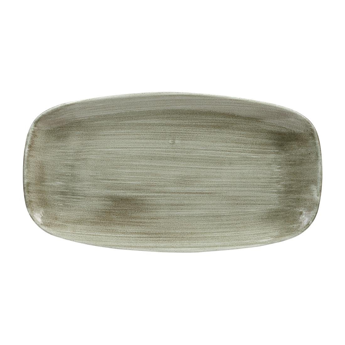 Churchill Stonecast Patina Burnished Green Chefs Ovaal Bord 35.2 x 18.7cm (pak van 6)