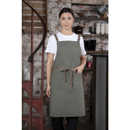 Soutside katoenen halterschort khaki