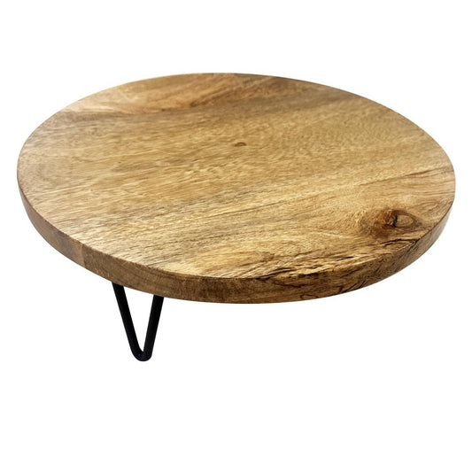 Olympia Ronde Display Standaard Mangohout met Metalen Poten 250x80mm