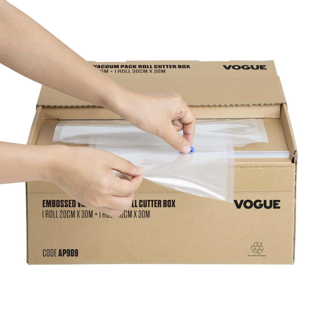 Vogue Vacuümverpakkingsrol Met Snijdoos (Reliëf) 200 mm En 300 mm Dubbelverpakking