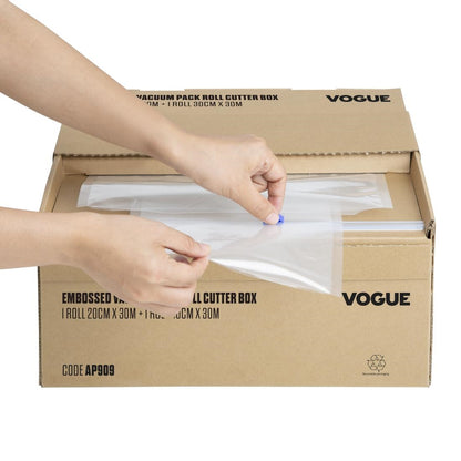 Vogue Vacuümverpakkingsrol Met Snijdoos (Reliëf) 200 mm En 300 mm Dubbelverpakking