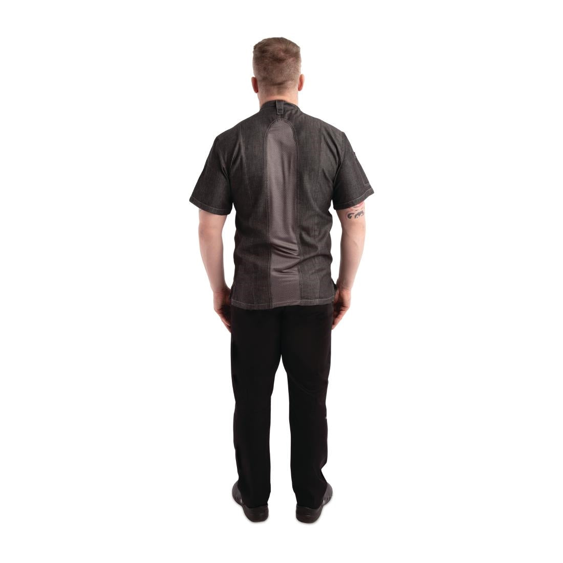 Chef Works Urban Tribeca denim koksbuis met drukknopen korte mouw grijs S