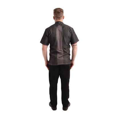 Chef Works Urban Tribeca denim koksbuis met drukknopen korte mouw grijs S