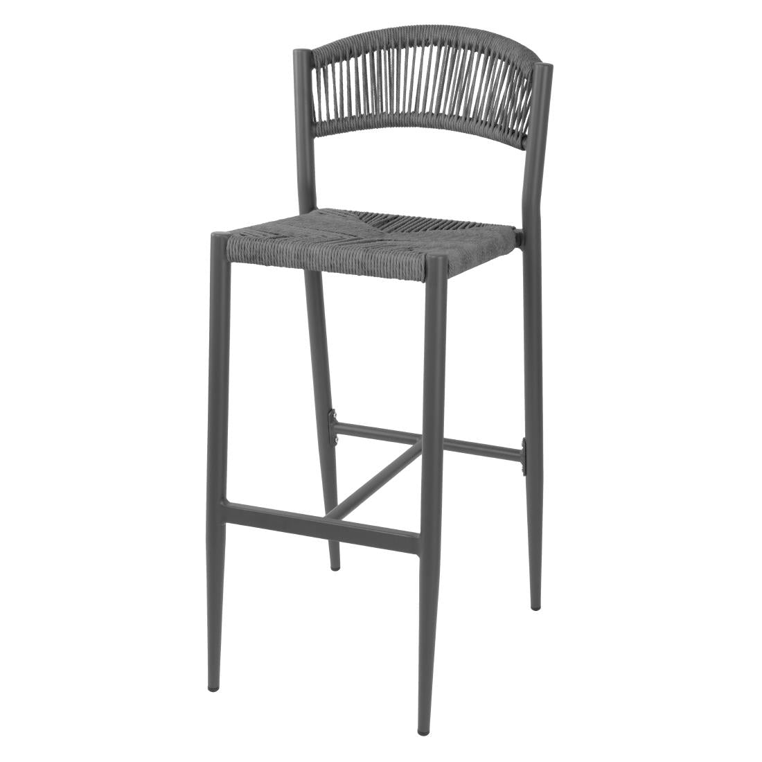 Bolero Eden PE gevlochten rattan outdoor barkrukken antraciet (2 stuks)