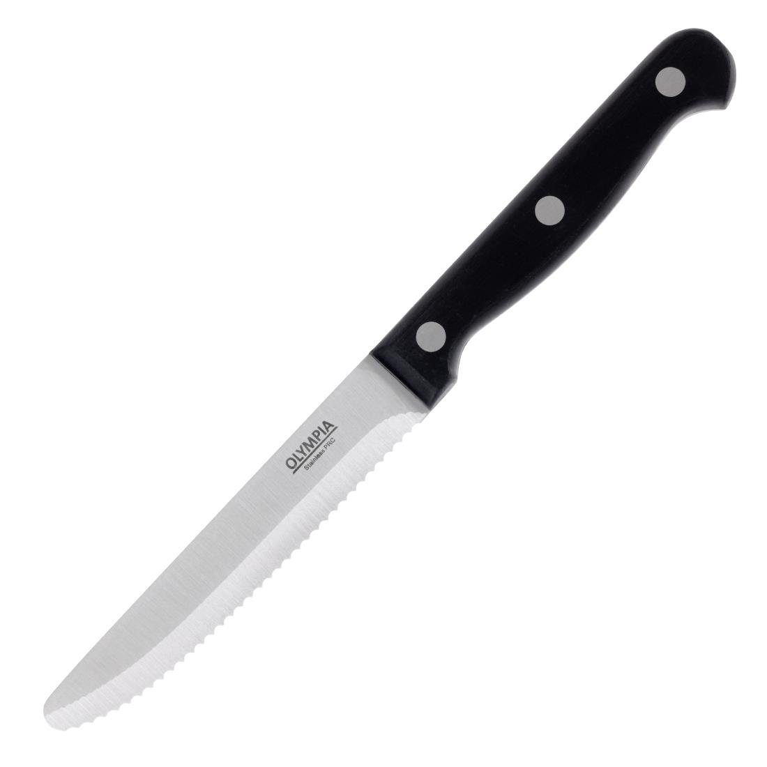 Olympia steakmessen met ronde punt zwart (12 stuks)