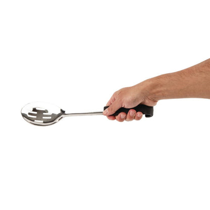 Vogue geperforeerde serveerlepel met zwarte handgreep 34cm