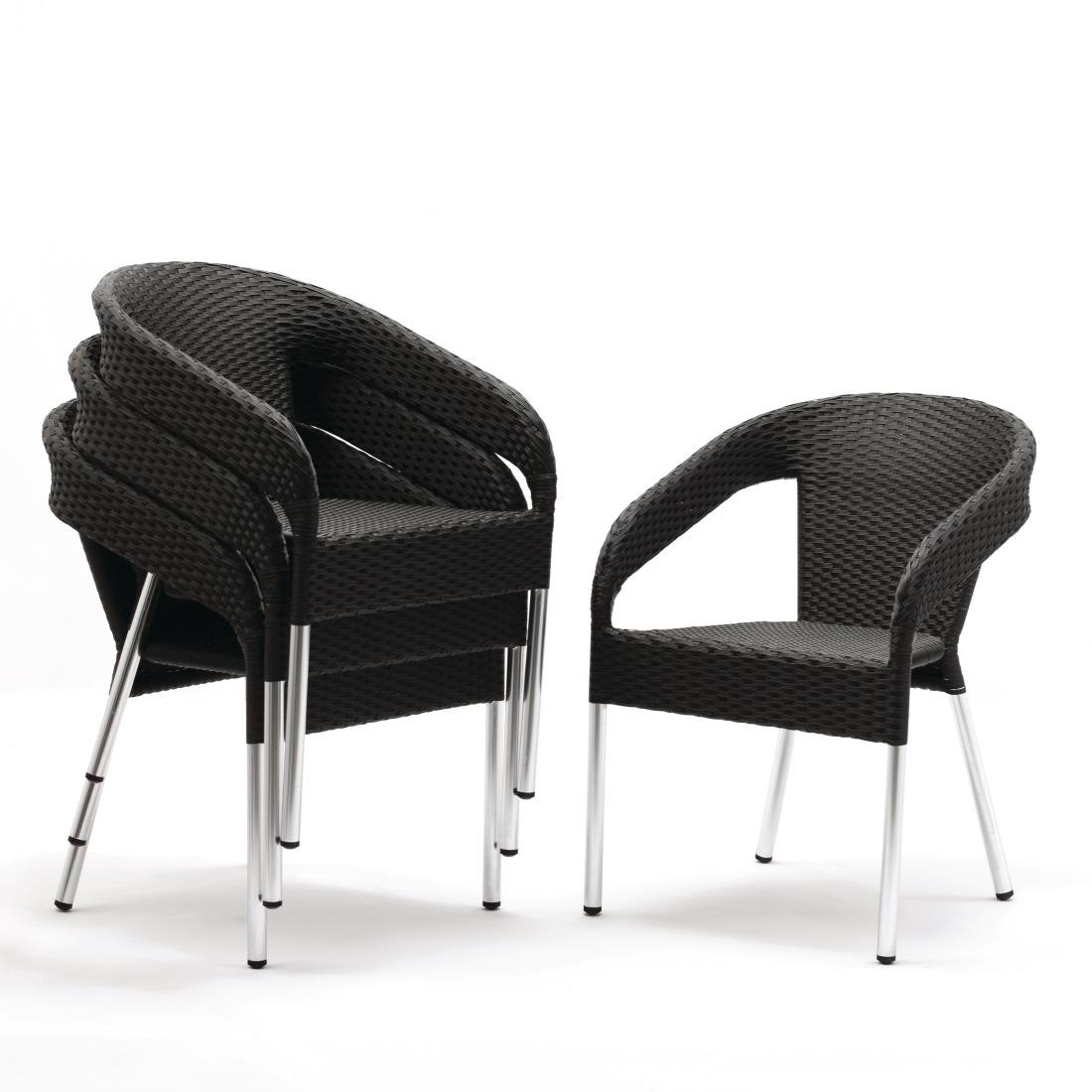 Bolero polyrotan indoor/outdoor stoelen houtskool (4 stuks)