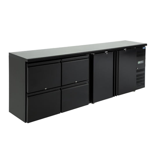 Polar u-serie dubbele deur back bar toonbank koelkast met laden