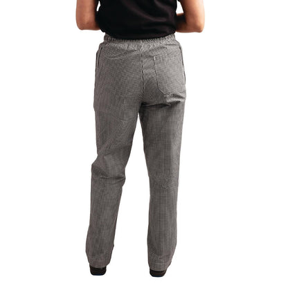 Whites Easyfit Teflon unisex koksbroek met kleine ruit zwart-wit XS