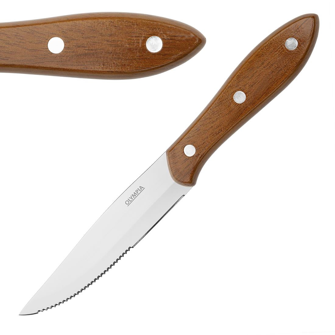 Olympia Jumbo Steakmessen met PP Houteffect Handvatten (12 stuks)