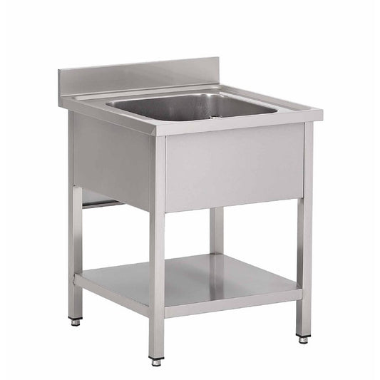 Gastro M RVS spoelbak met onderblad en achteropstand 70x70x85cm