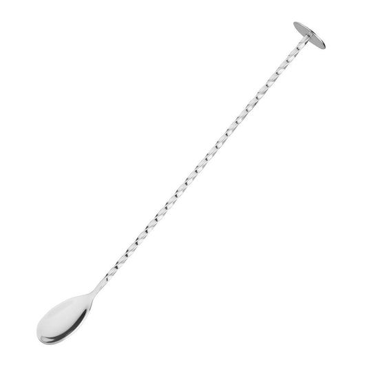 Olympia RVS gedraaide cocktaillepel met stamper 27cm